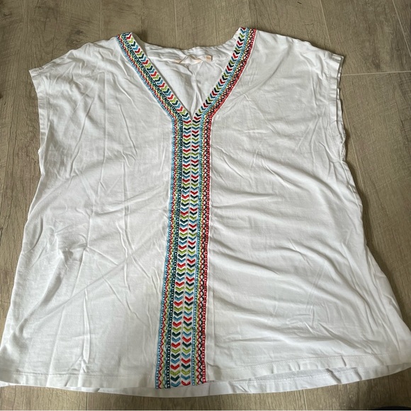 Soft Surroundings Izabel Embroidered V-Neck Top XL - Picture 2 of 5